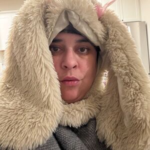 Plush Faux Fur Hooded Ear bunny ears hood